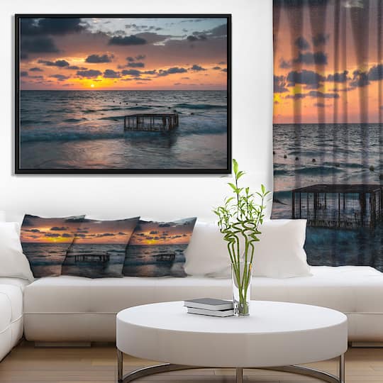 Designart - Tropical Beach with Empty Cage